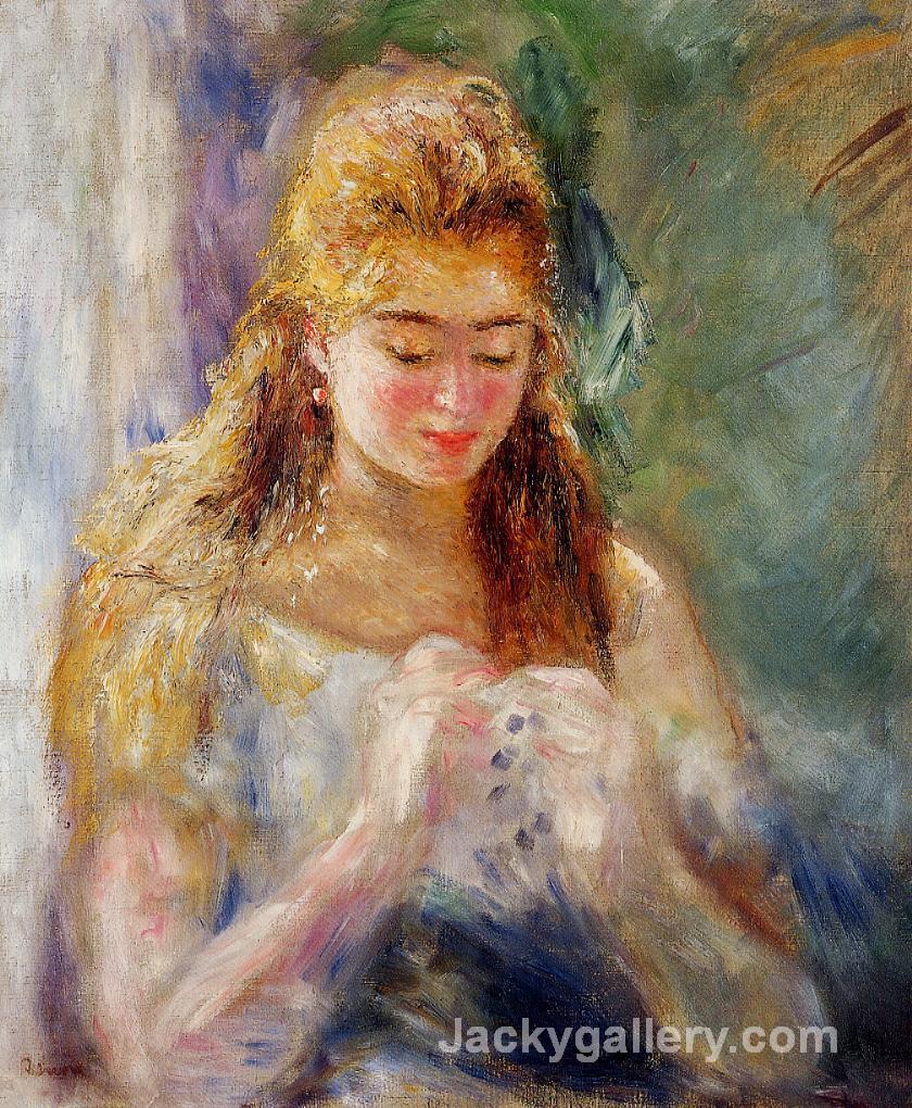 A Needlewoman by Pierre Auguste Renoir paintings reproduction